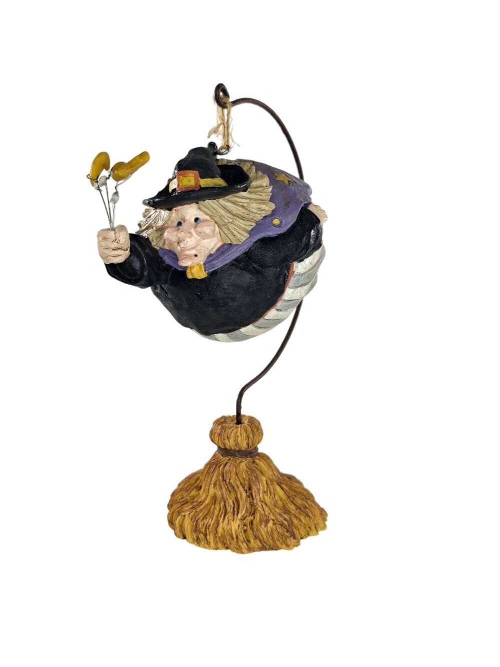 Midwest Of Cannon Falls Hanging Witch Figurine With Broom Stand Halloween Decor